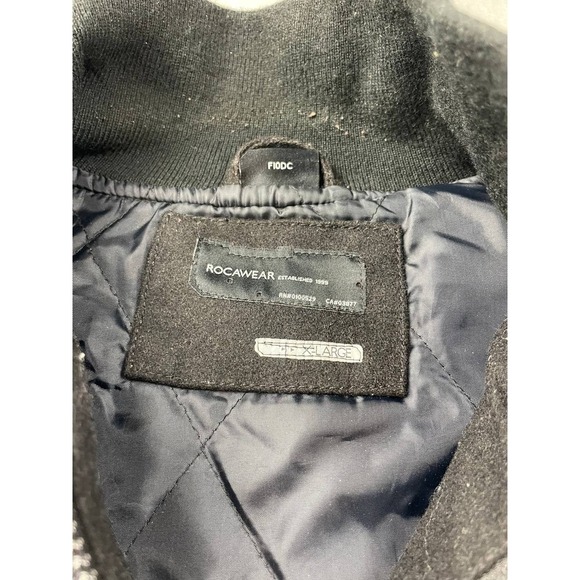 Rocawear Military Bomber Jacket Mens Size XL Black Button Front Long Sleeves - Picture 2 of 6